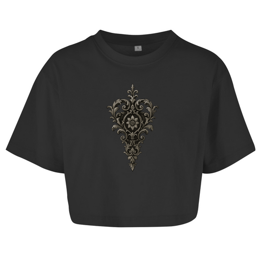 Demonic Oversized Crop Top - Ebon Crest | Gothic Streetwear