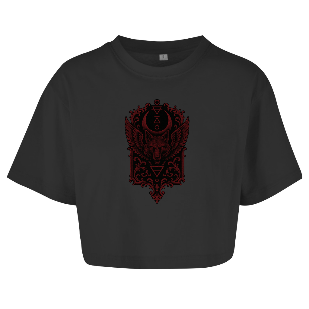 Demonic Oversized Crop Top - Lunaris Howl | Gothic Streetwear