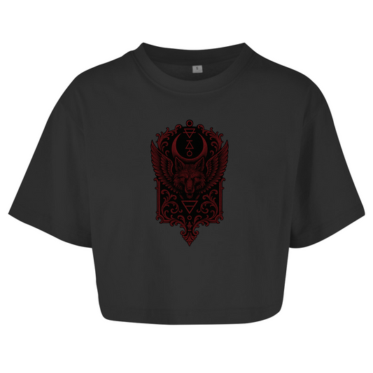 Demonic Oversized Crop Top - Lunaris Howl | Gothic Streetwear
