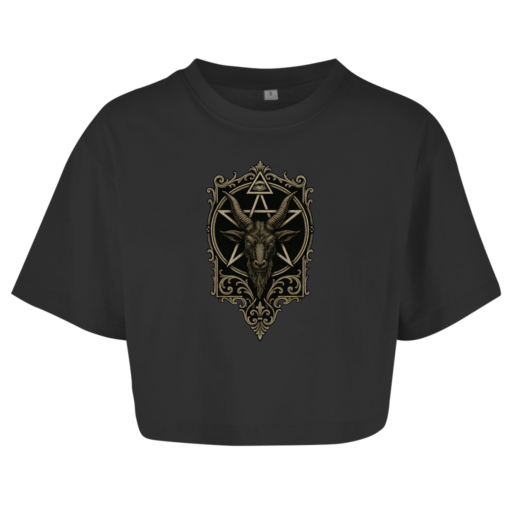Demonic Oversized Crop Top - Infernal Herald | Gothic Streetwear