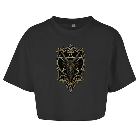 Demonic Oversized Crop Top - Infernal Herald | Gothic Streetwear